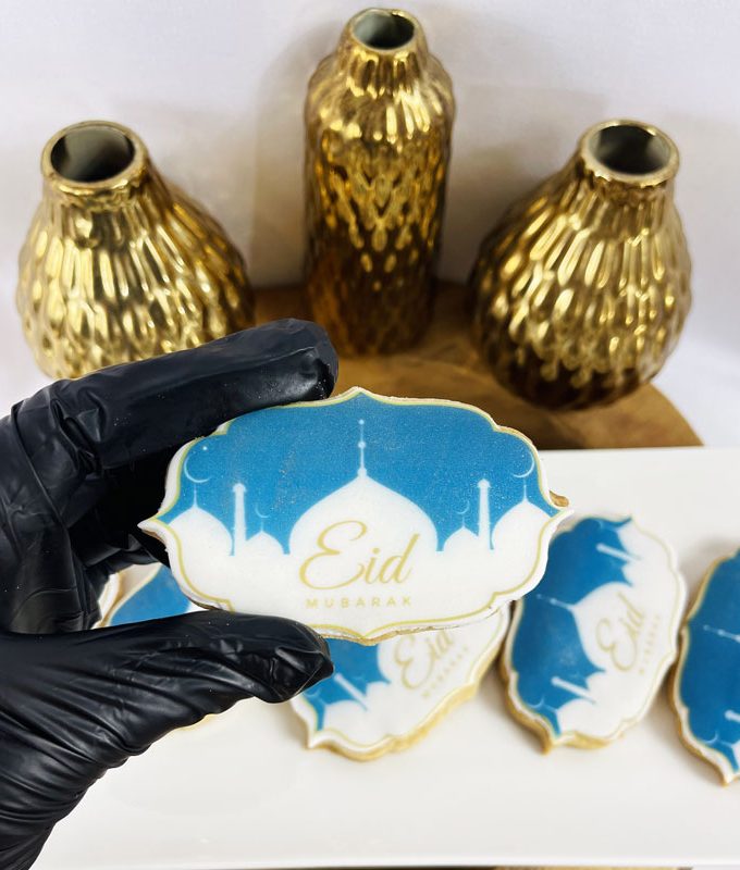 Eid Mubarak Blue with Gold Sparkles