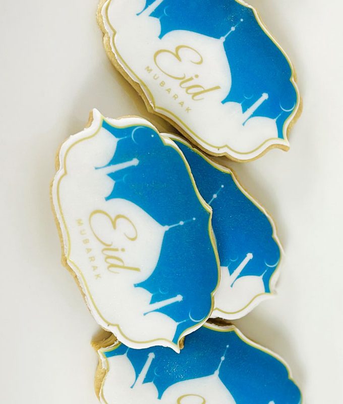 Eid Mubarak Blue with Gold Sparkles